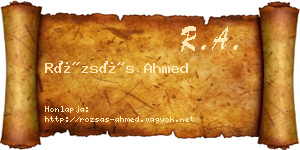 Rózsás Ahmed névjegykártya